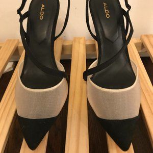Aldo black and tan strappy heels size US 8